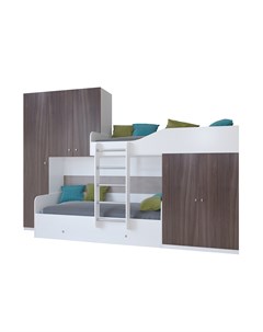 Кровать двухъярусная лео белый шамони коричневый 329 2x85x221 6 см Рв-мебель