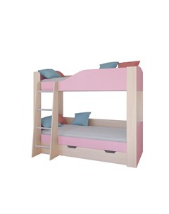 Кровать двухъярусная астра 2 дуб молочный розовый розовый 193 4x110x150 5 см Рв-мебель
