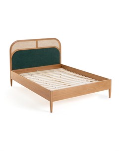 Кровать из плетеного материала и велюра с кроватным основанием buisseau 160 200 зеленый 165x110x208  Laredoute