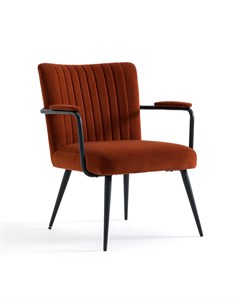 Кресло винтажное бархатное с подлокотниками ronda серо рыжее коричневый 69x80x67 см Laredoute