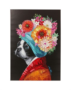Картина dog flowers мультиколор 70x100x4 см Kare