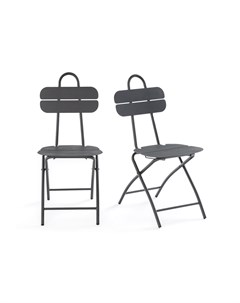 Комплект из 2 садовых стульев из металла clea черный черный 39x84x54 см Laredoute