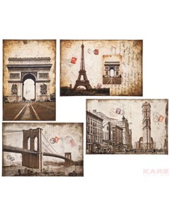 Картина city postcards в ассортименте коричневый 90x60x3 см Kare