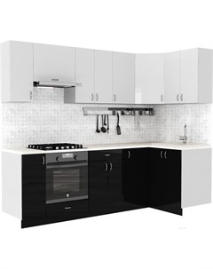 Готовая кухня Клео глосc 1 2x2 5 правая черный глянец белый глянец Сивирин-компани