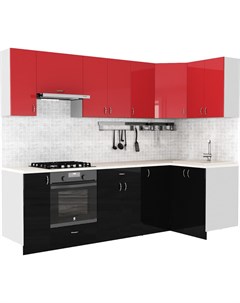 Готовая кухня Клео глосc 1 2x2 6 правая черный глянец красный глянец Сивирин-компани