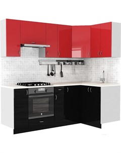 Готовая кухня Клео глосc 1 2x2 2 правая черный глянец красный глянец Сивирин-компани