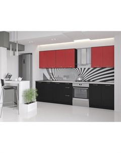 Готовая кухня Лана без стекла ДСП 2 0м красный черный Артём-мебель