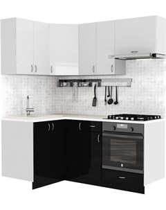 Готовая кухня Клео глосc 1 2x1 8 левая черный глянец белый глянец Сивирин-компани
