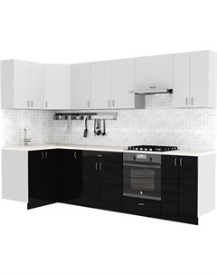 Готовая кухня Клео глосc 1 2x2 9 левая черный глянец белый глянец Сивирин-компани