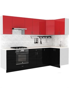 Готовая кухня Клео глосc 1 2x2 8 правая черный глянец красный глянец Сивирин-компани