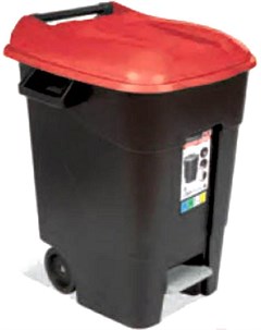 Мусорное ведро Контейнер для мусора пластик 100л с педалью красная крышка 421105 Tayg