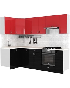 Готовая кухня Клео глоcс 1 2x2 6 левая черный глянец красный глянец Сивирин-компани