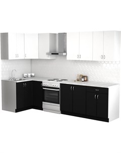 Готовая кухня Клео лайт 1 2x2 4 левая черный белый Сивирин-компани