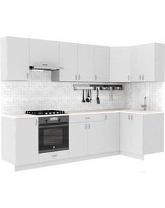 Готовая кухня Клео глосc 1 2x2 8 правая белый глянец белый глянец Сивирин-компани