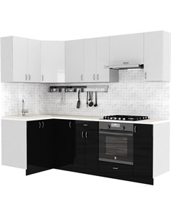Готовая кухня Клео глоcс 1 2x2 4 левая черный глянец белый глянец Сивирин-компани
