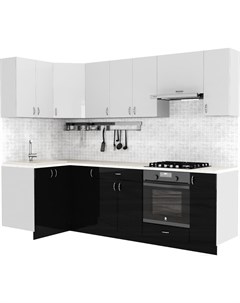 Готовая кухня Клео глоcс 1 2x2 6 левая черный глянец белый глянец Сивирин-компани