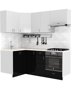 Готовая кухня Клео глоcс 1 2x2 0 левая черный глянец белый глянец Сивирин-компани