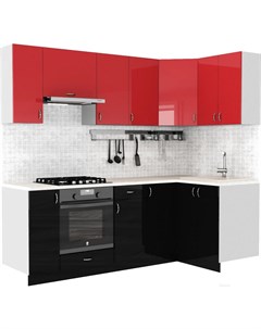 Готовая кухня Клео глосc 1 2x2 3 правая черный глянец красный глянец Сивирин-компани