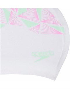 Шапочка для плавания LONG HAIR CAP PRINTED C907 one size белый розовый Speedo