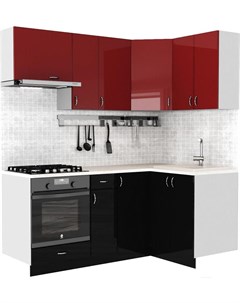 Готовая кухня Клео глоcс 1 2x1 9 правая черный глянец бургундский глянец Сивирин-компани