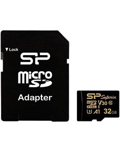 Карта памяти microSD 32GB Superior Golden A1 microSDHC Class 10 SP032GBSTHDV3V1GSP Silicon power