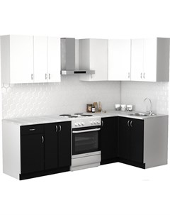 Готовая кухня Клео лайт 1 2x1 9 правая черный белый Сивирин-компани