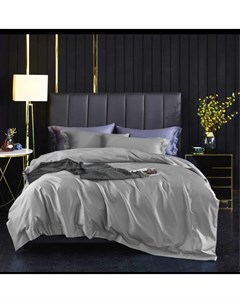 Комплект постельного белья евро светло серый серый 200x220 см Kingsilk