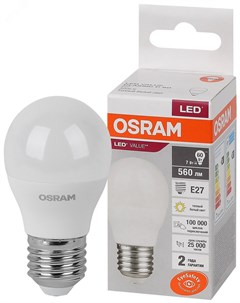 Лампа светодиодная Р60 7Вт Е27 3000К 4058075579804 LED Value Osram