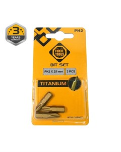 Бита PH2х 25 мм к т 3шт HSS Tin 51357185 Forte tools