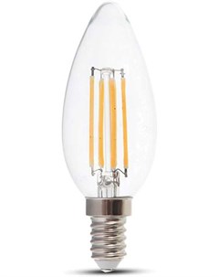 Лампа светодиодная филаментная С37 свеча 4Вт Е14 4000К VT 1986 V-tac