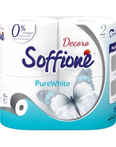Бумага туалетная Pure White 2сл 4шт белая Soffione