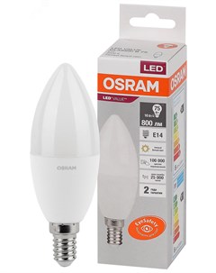 Лампа светодиодная В75 7 5Вт Е14 3000К 4058075579125 LED Value Osram