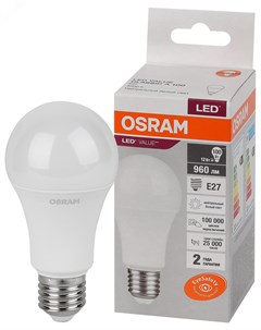 Лампа светодиодная А100 12Вт Е27 4000К 4058075579002 LED Value Osram