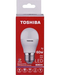 Лампа светодиодная G45 8Вт Е27 4000К хол свет LED Toshiba