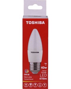 Лампа светодиодная C35 5Вт Е27 3000К тепл свет LED Toshiba