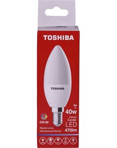 Лампа светодиодная C35 5Вт Е14 4000К хол свет LED Toshiba