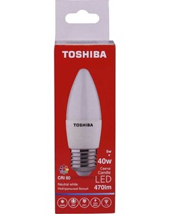 Лампа светодиодная C35 5Вт Е27 4000К хол свет LED Toshiba