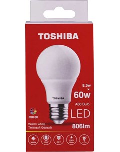 Лампа светодиодная A60 8 5Вт Е27 3000К тепл свет LED Toshiba