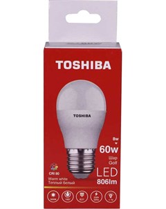 Лампа светодиодная G45 8Вт Е27 3000К тепл свет LED Toshiba
