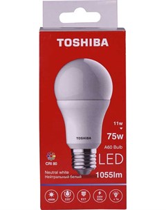 Лампа светодиодная A60 11Вт Е27 4000К хол свет LED Toshiba