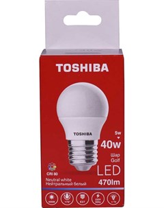 Лампа светодиодная G45 5Вт Е27 4000К хол свет LED Toshiba