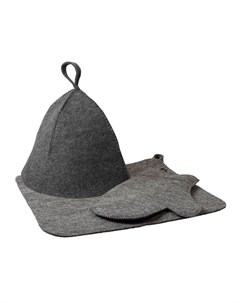 Набор из трех предметов Hot Pot 41184 шапка коврик рукавица серый Банные штучки