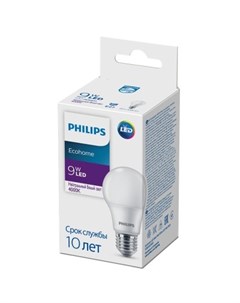 Лампа светодиодная А60 9Вт Е27 4000К Ecohome LED Bulb 929002299017 Philips