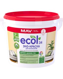 ЭКО Краска 34 для интерьеров ВД АК 2034 белая матовая 5л 7 0 кг Ecol