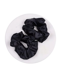 Резинки широкие из натурального шёлка цвет глубокий черный Ayris silk
