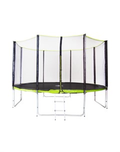 Батут eg 12 4 green 12ft extreme 4 опоры с защитной сеткой и лестницей зелён Fitness trampoline