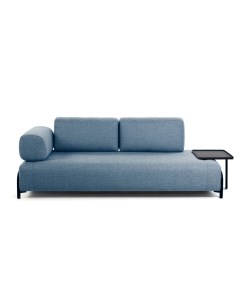 Синий трехместный диван compo с большим подносом 252 см синий 252x82x98 см La forma