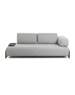 Трехместный диван с маленьким подносом compo серый 232x82x98 см La forma