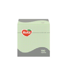 Салфетки бумажные 1сл 100шт зеленая клетка Ruta