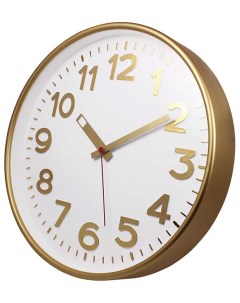 Часы настенные Белая классика с золотыми цифрами 78778781 D30 см пластик Тройка
